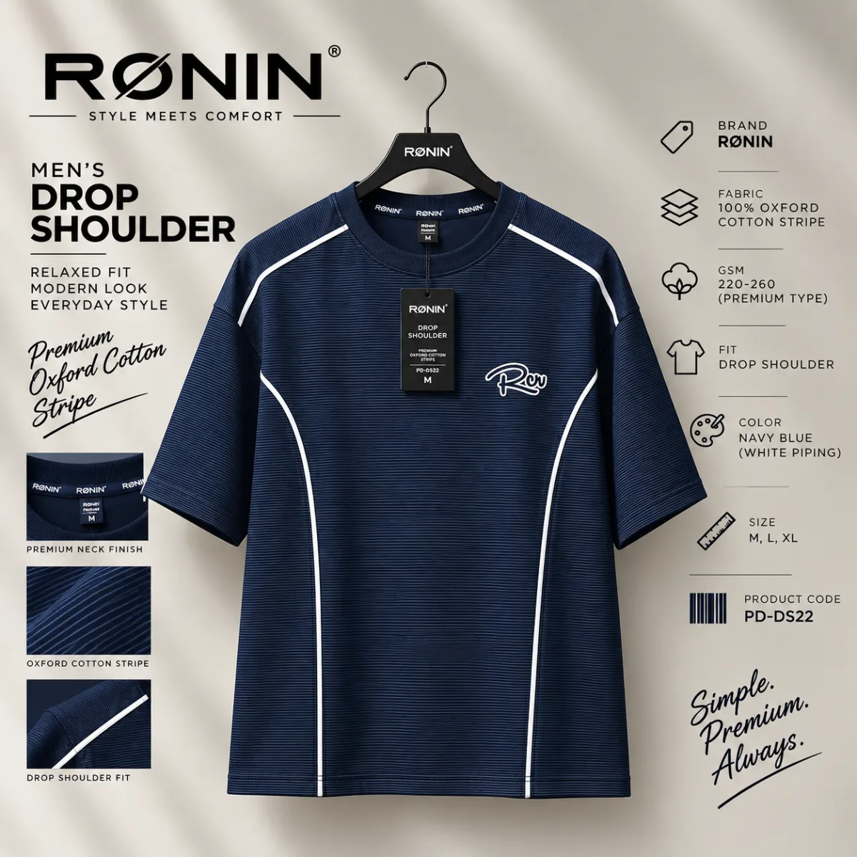 Premium Ronin Black Drop Shoulder