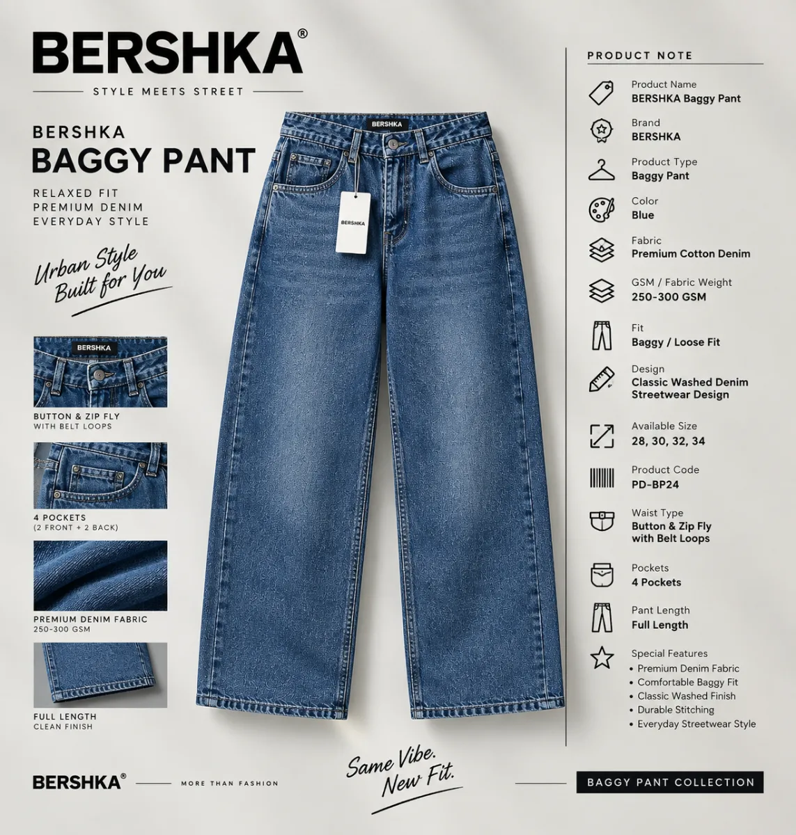 BERSHKA Baggy Pant