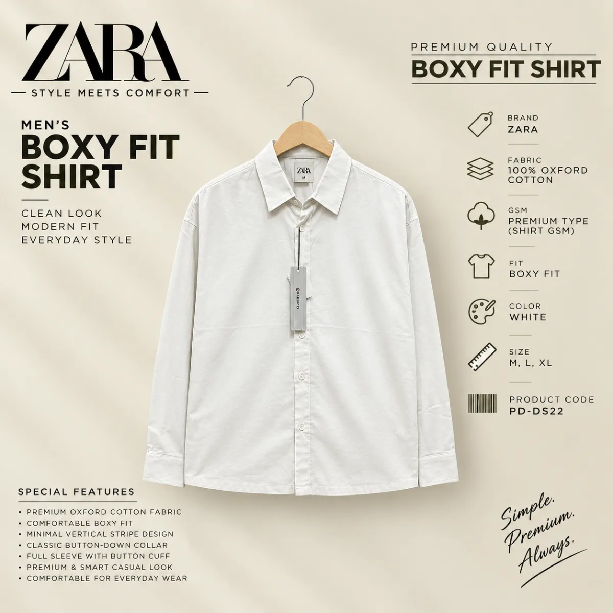 ZARA Premium Boxy Fit Oxford Cotton Stripe Shirt (কপি) (কপি)