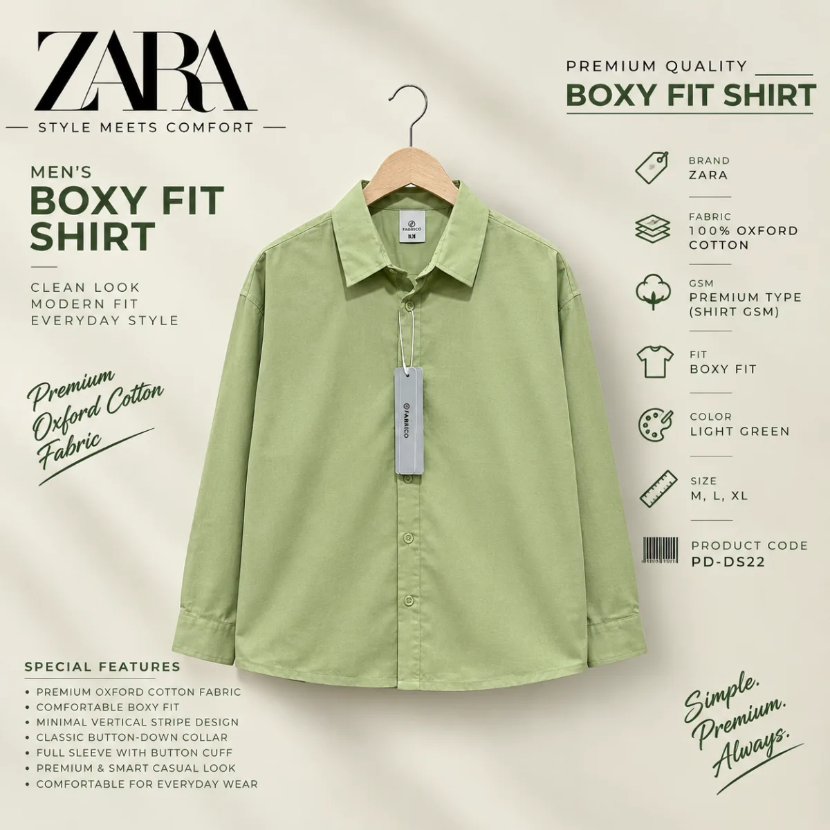 ZARA Premium Boxy Fit Oxford Cotton Stripe Shirt (কপি) (কপি) (কপি) (কপি)