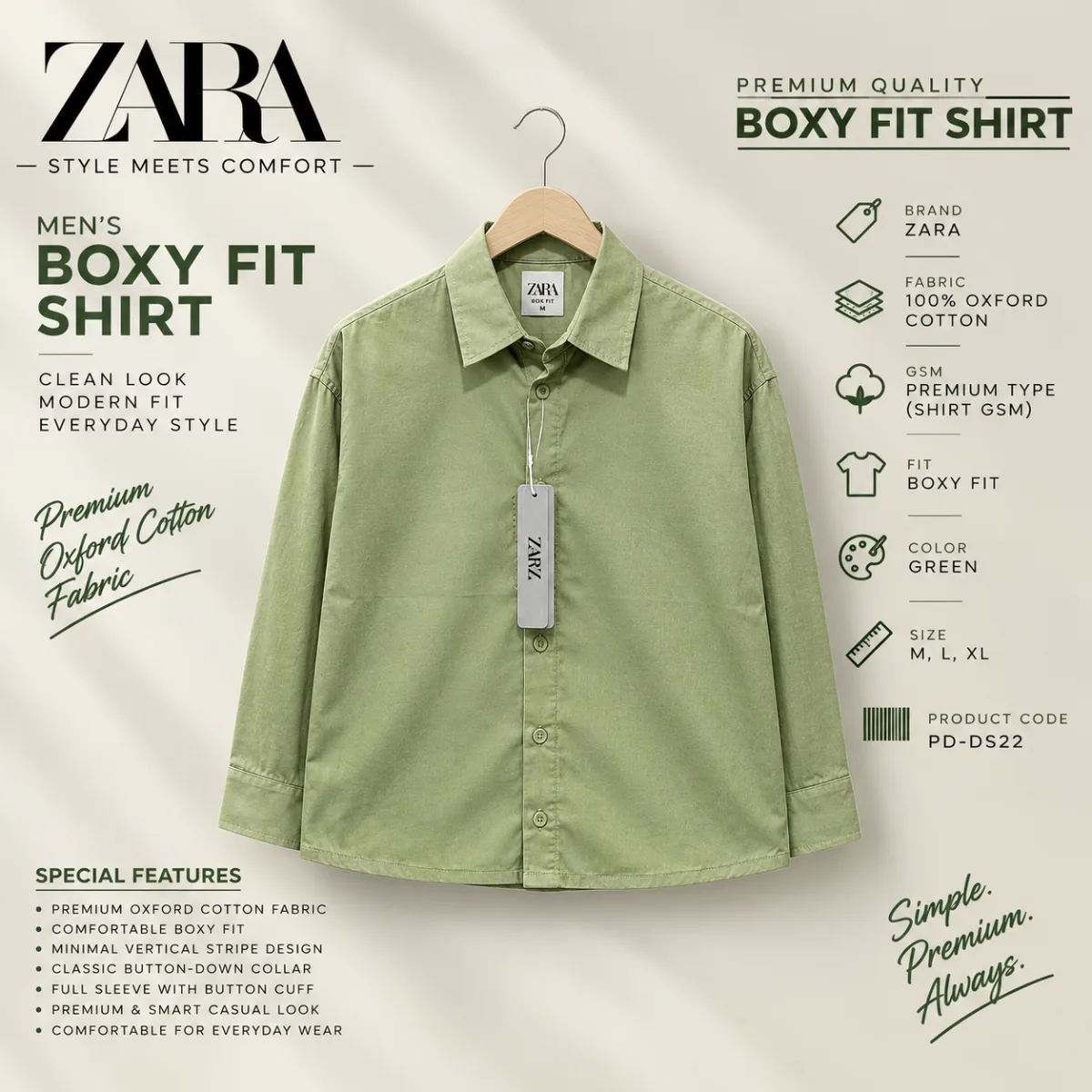 ZARA Premium Boxy Fit Oxford Cotton Stripe Shirt (কপি) (কপি) (কপি) (কপি) (কপি) (কপি) (কপি)